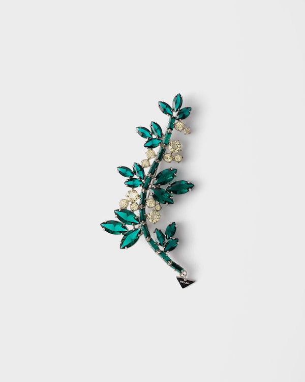 Metal brooch with crystals - Steel/Juniper Metal brooch with crystals - Steel/Juniper