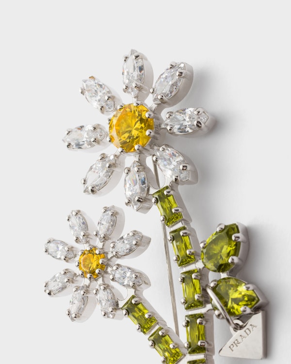 Metal brooch with crystals - Steel/Crystal Metal brooch with crystals - Steel/Crystal
