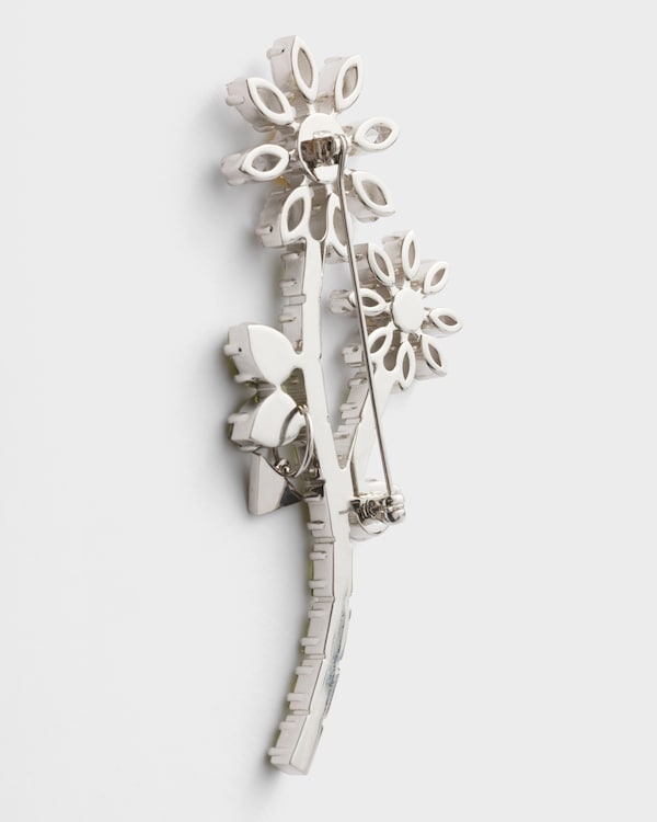 Metal brooch with crystals - Steel/Crystal Metal brooch with crystals - Steel/Crystal