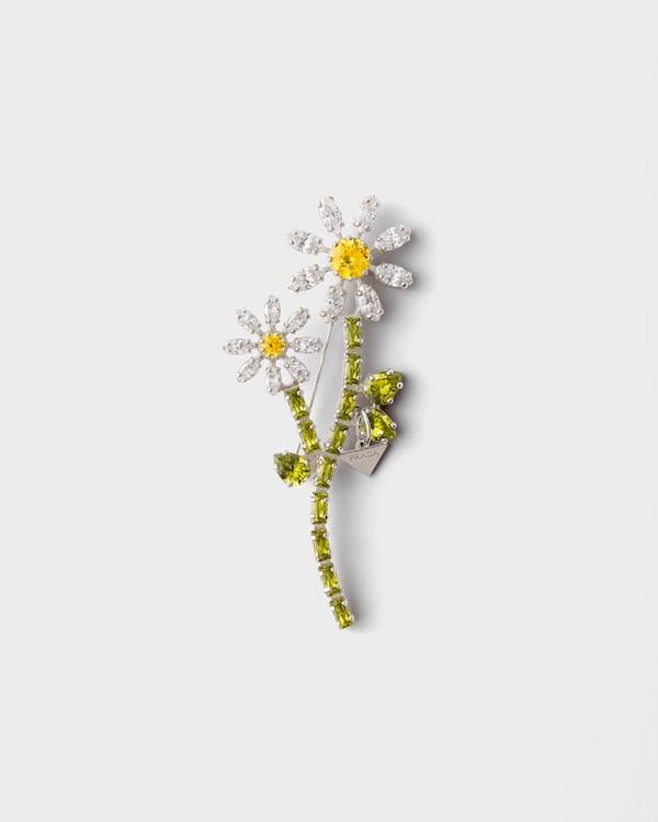 Metal brooch with crystals - Steel/Crystal Metal brooch with crystals - Steel/Crystal