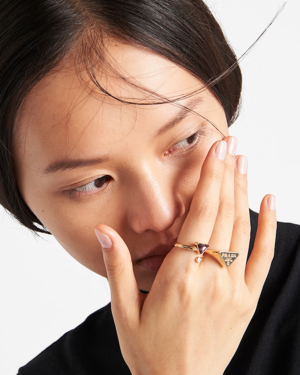 Eternal Gold contrarié ring in yellow gold with diamond and amethyst - Gold/Methyst Eternal Gold contrarié ring in yellow gold with diamond and amethyst - Gold/Methyst