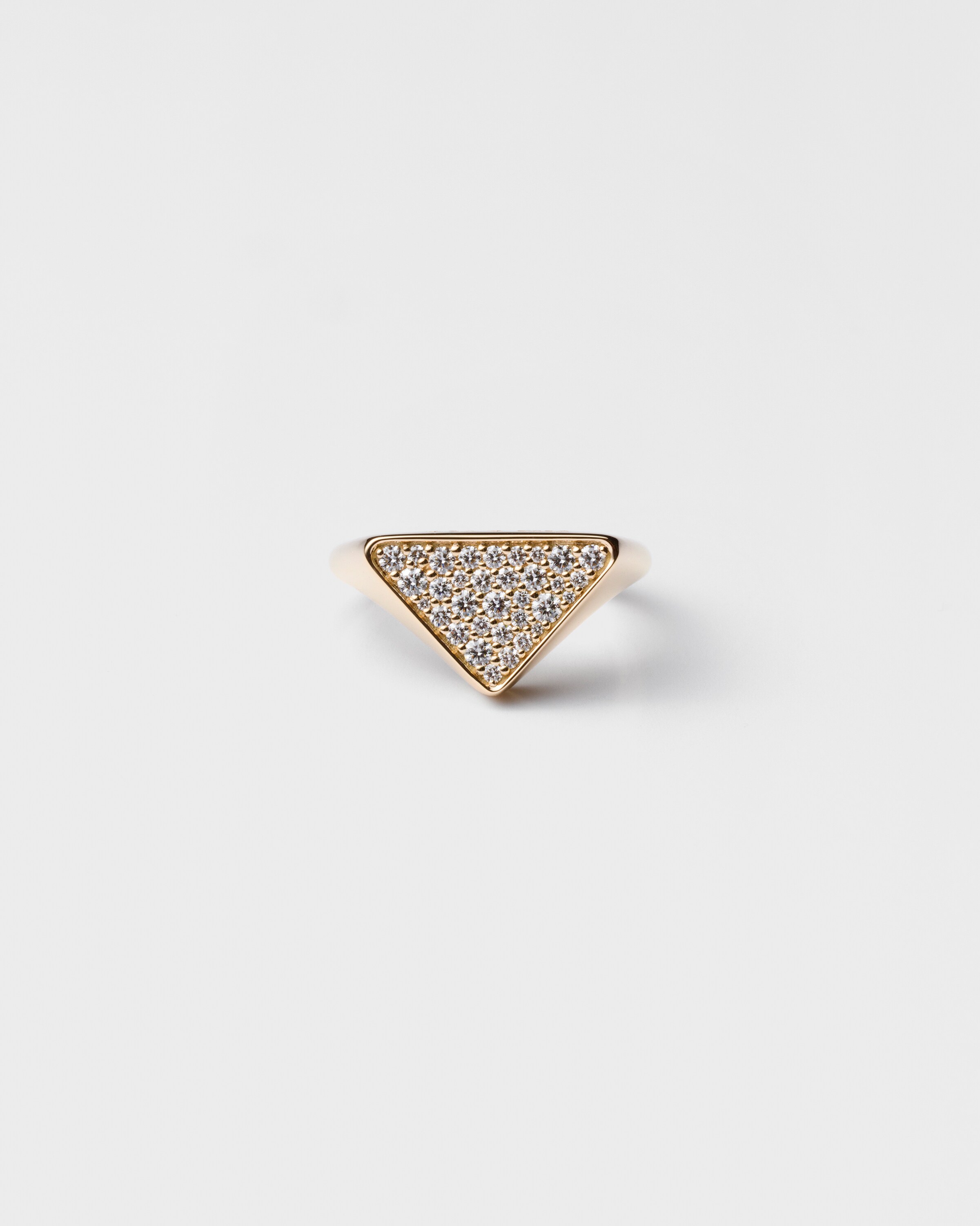 Prada Eternal Gold Signet Ring In Yellow Gold With Diamonds, Woman, Gold/white, Size 21