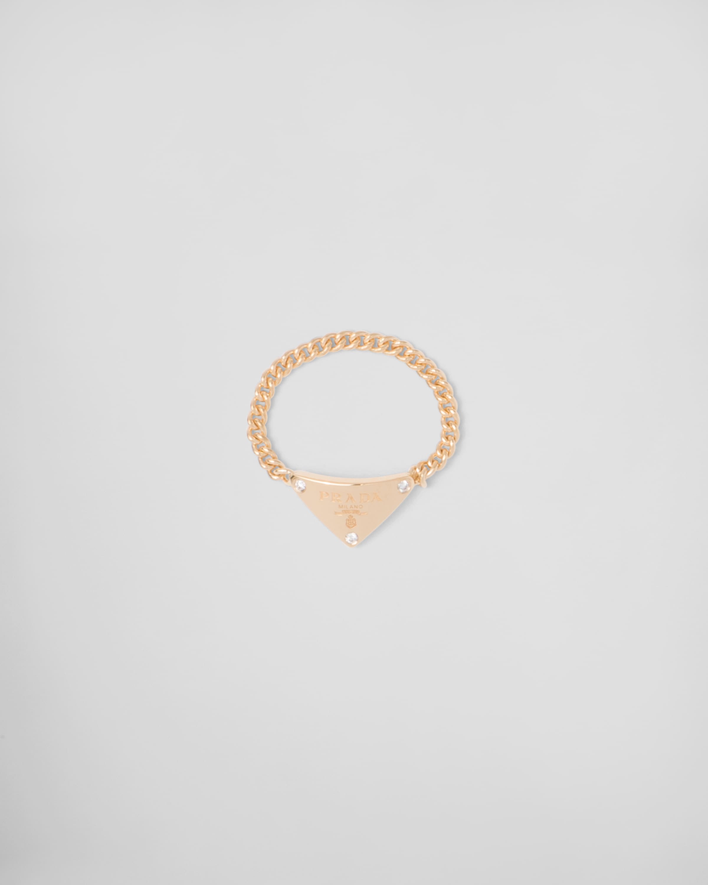 Gold white Eternal Gold Chain Ring In Yellow Gold With Diamonds PRADA