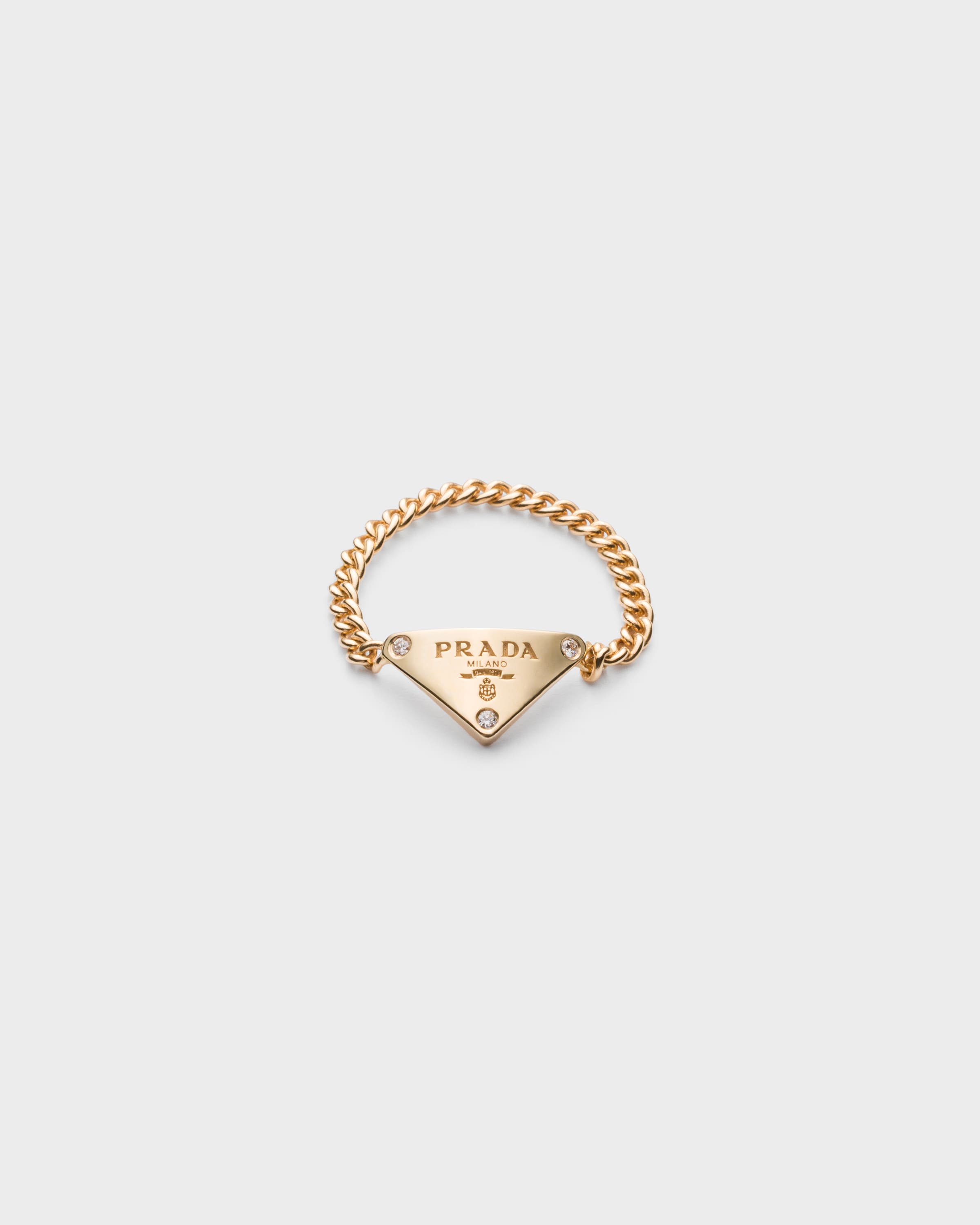 Prada Eternal Gold Chain Ring In Yellow Gold With Diamonds In Gold/white