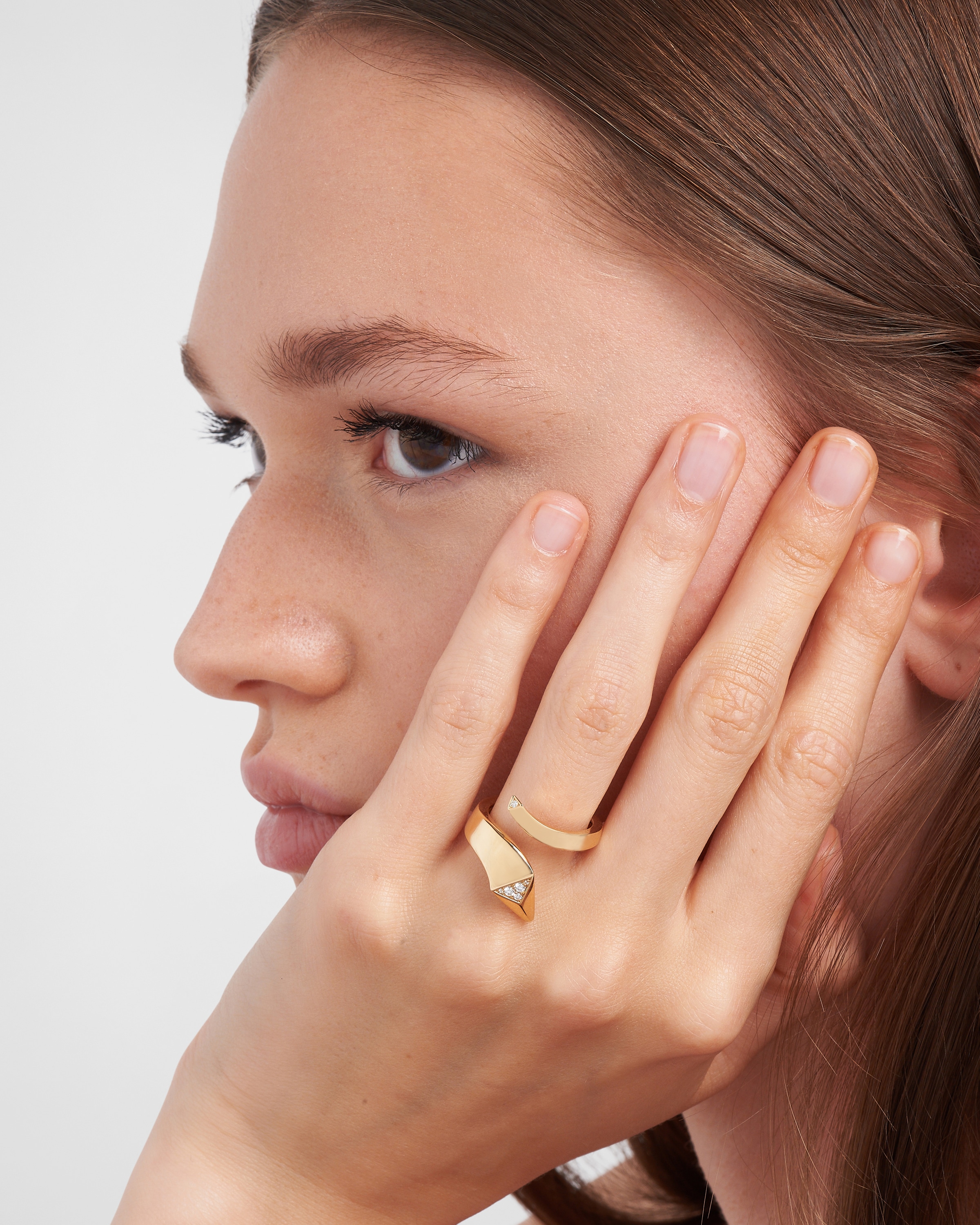 Gold white Eternal Gold Snake Mini Ring In Yellow Gold And