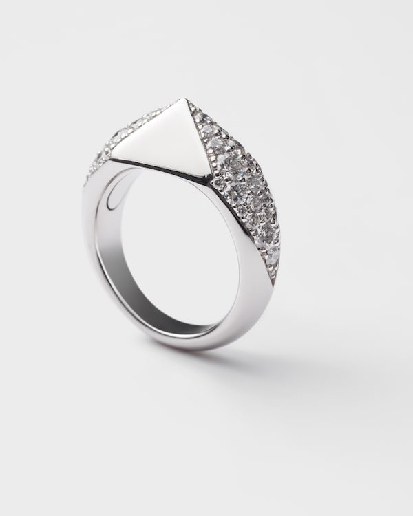 خاتم Eternal Gold بتصميم قابل للنقش من الذهب الأبيض المرصع بالألماس - White Gold/ White خاتم Eternal Gold بتصميم قابل للنقش من الذهب الأبيض المرصع بالألماس - White Gold/ White