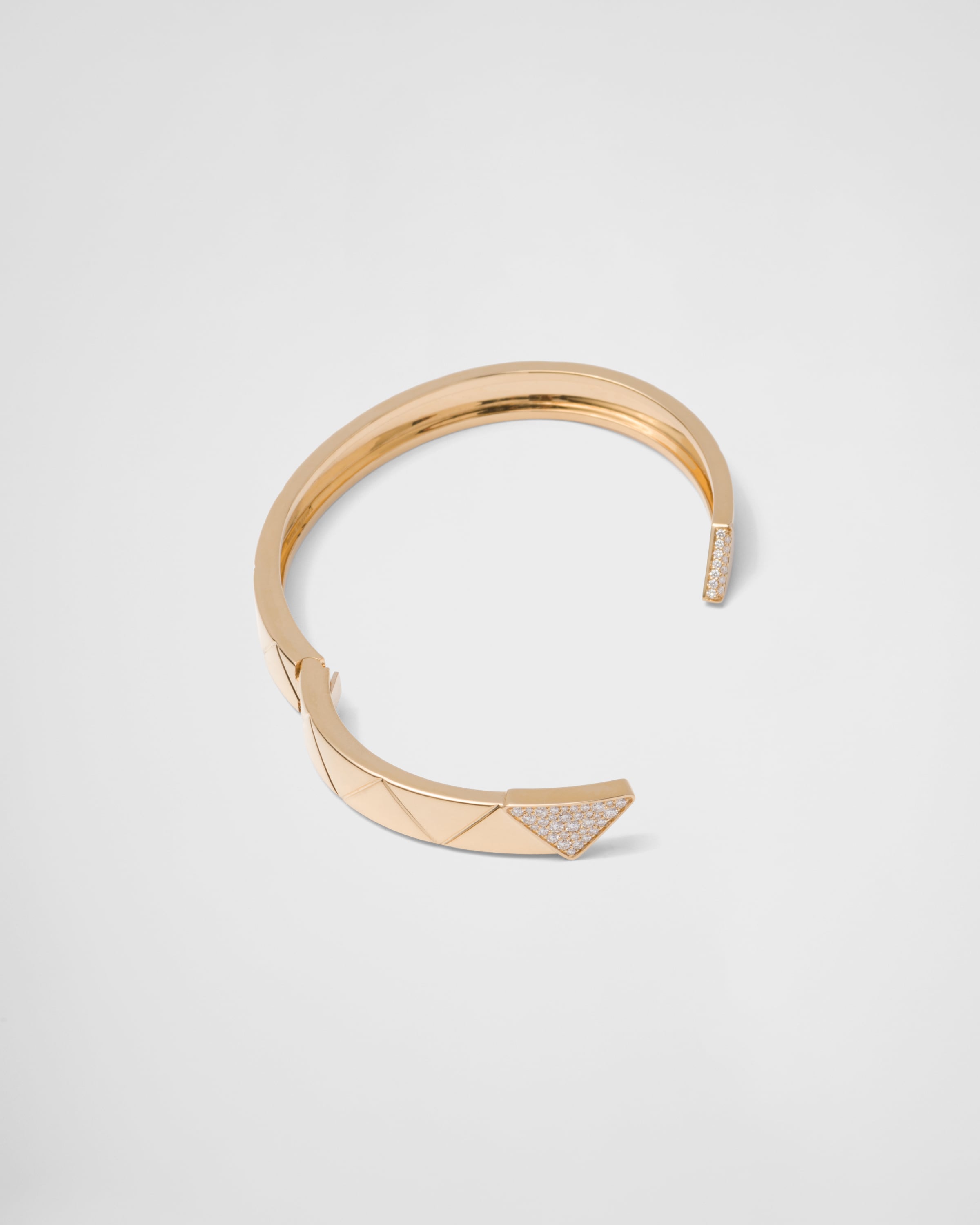 Shop Prada Eternal Gold Bangle Bracelet In Yellow Gold With Diamonds In Gold/white