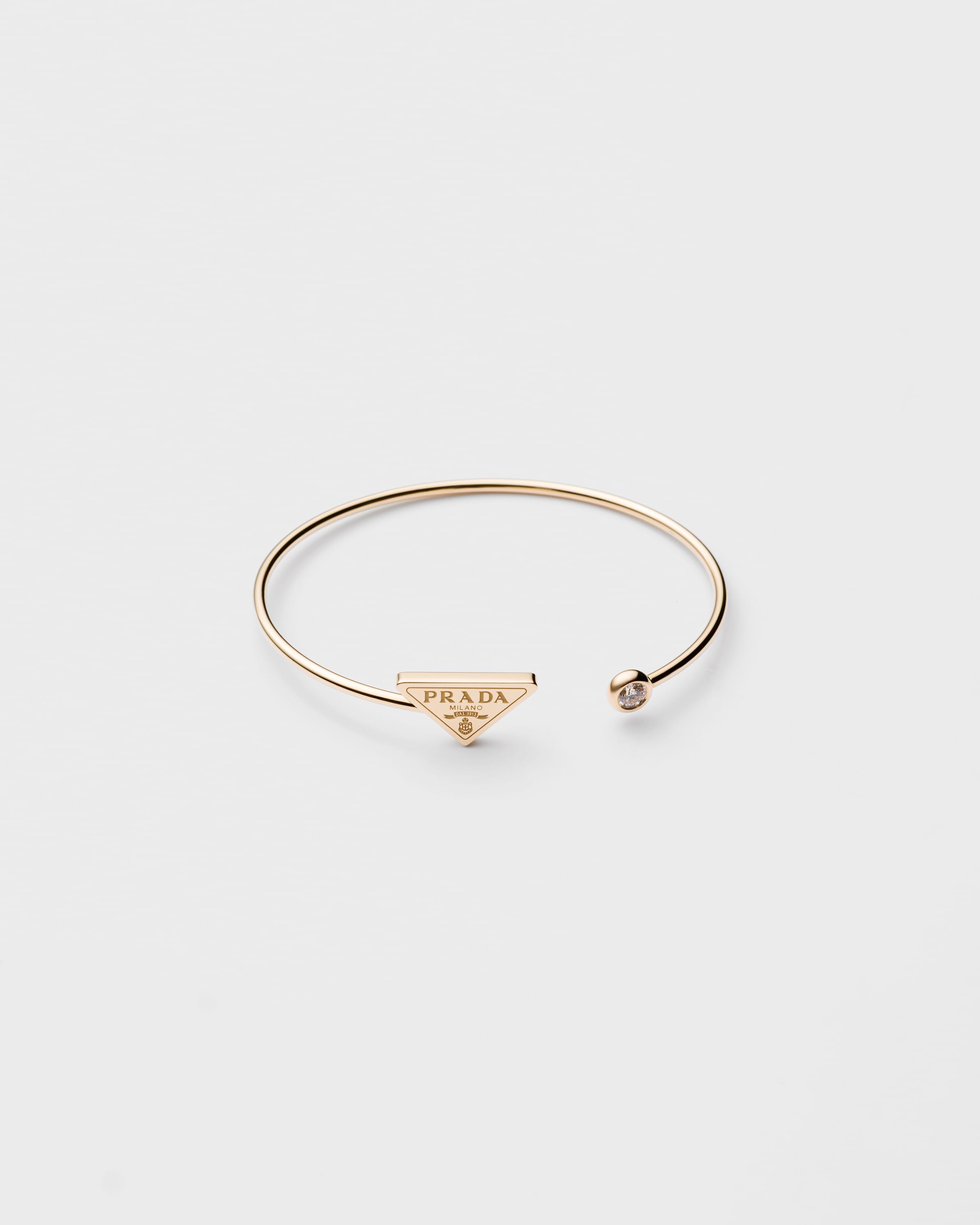 Prada Bracciale Rigido Eternal Gold In Oro Giallo Con Diamante, Donna, Oro/bianco, Taglia S