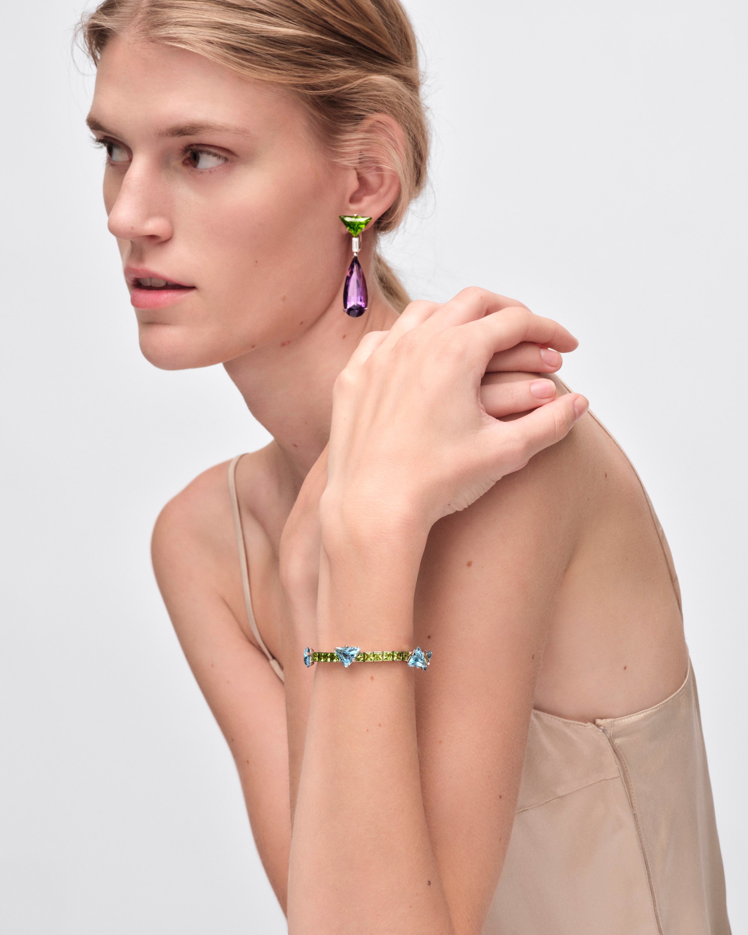 Couleur Vivante bracelet - white gold with aquamarine and peridot