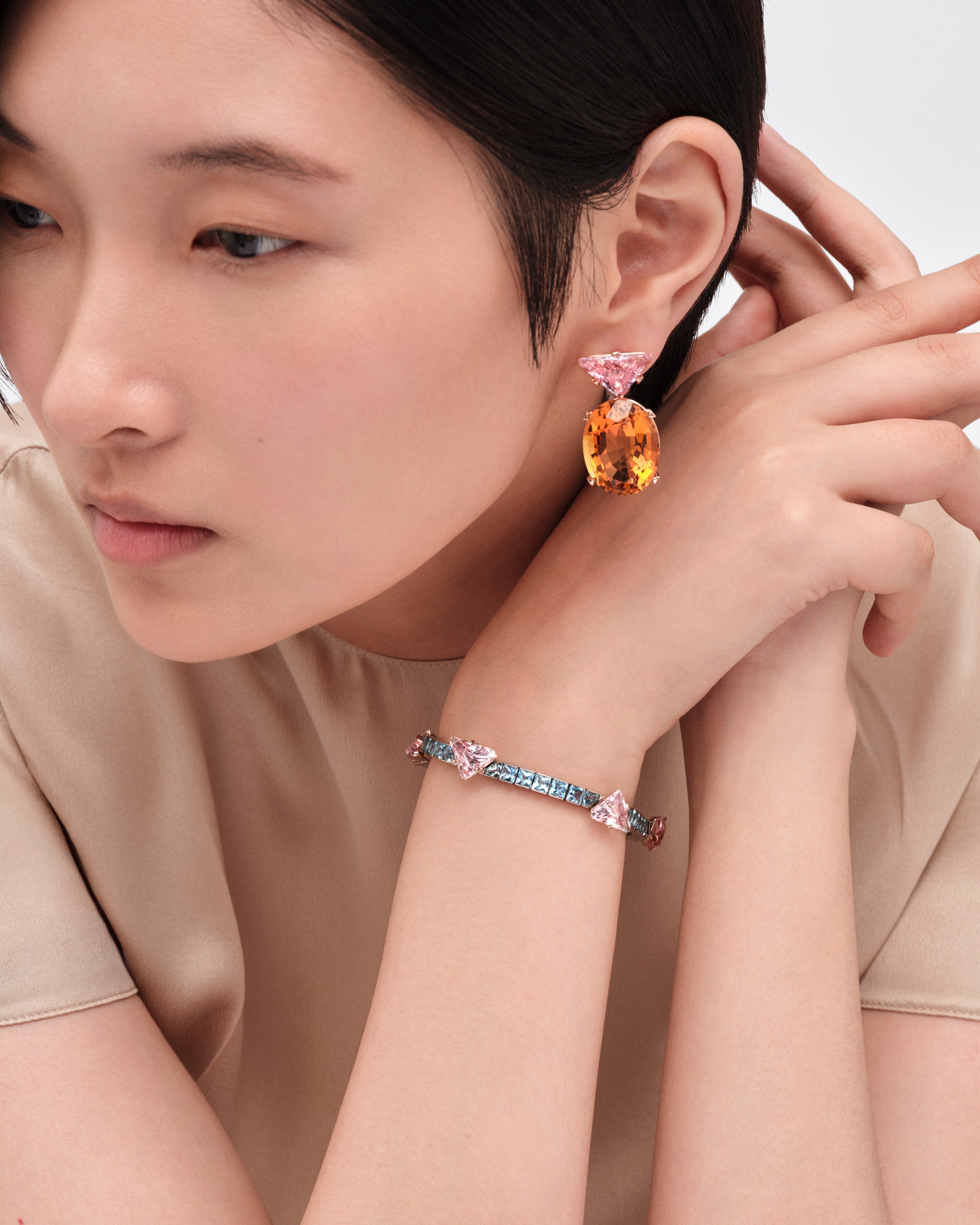 Couleur Vivante Bracelet - white gold with morganite and aquamarine