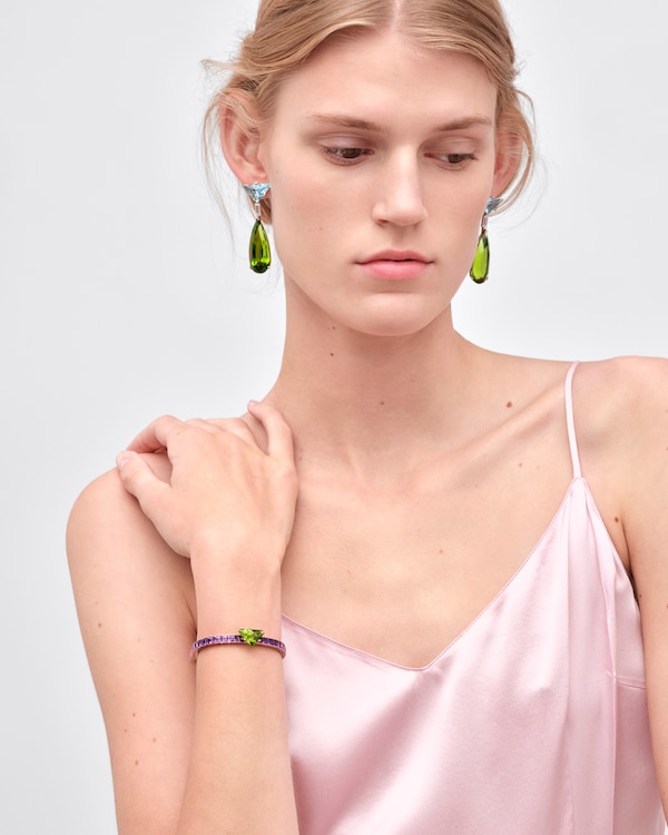 Bracelet Couleur Vivante - or blanc avec péridot et améthyste - Or/Péridot/Améthyste Bracelet Couleur Vivante - or blanc avec péridot et améthyste - Or/Péridot/Améthyste