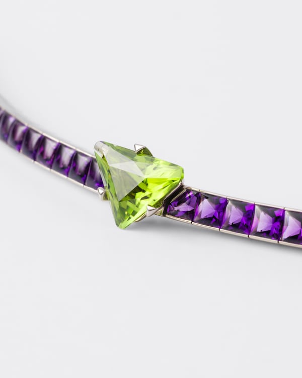 Bracelet Couleur Vivante - or blanc avec péridot et améthyste - Or/Péridot/Améthyste Bracelet Couleur Vivante - or blanc avec péridot et améthyste - Or/Péridot/Améthyste