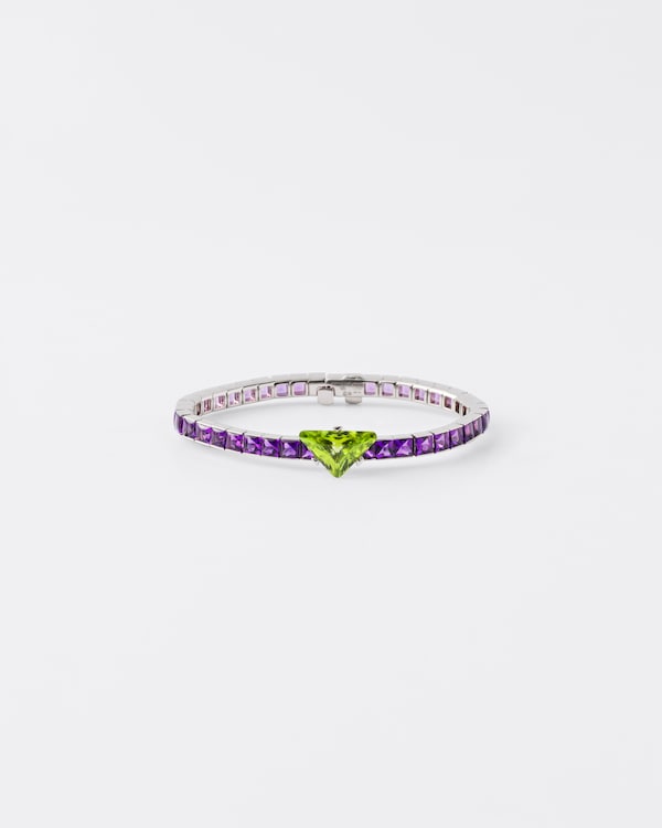 Bracelet Couleur Vivante - or blanc avec péridot et améthyste - Or/Péridot/Améthyste Bracelet Couleur Vivante - or blanc avec péridot et améthyste - Or/Péridot/Améthyste