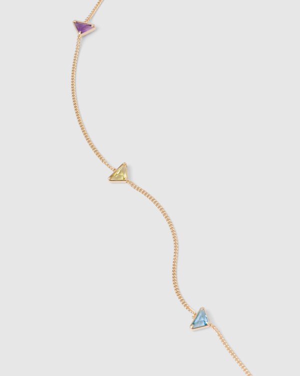 قلادة كلاسيكية من الذهب الأصفر مرصعة بأحجار شبه كريمة - ذهبي/متعدد الألوان قلادة كلاسيكية من الذهب الأصفر مرصعة بأحجار شبه كريمة - ذهبي/متعدد الألوان