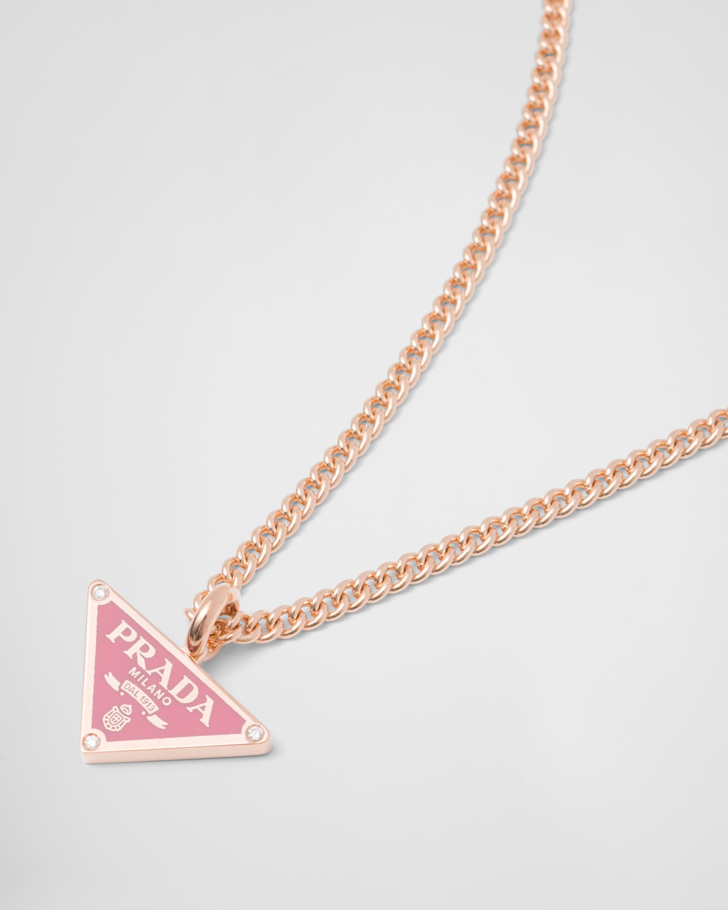 Pink Gold/begonia/white Eternal Gold pendant necklace in pink gold with  diamonds | Prada