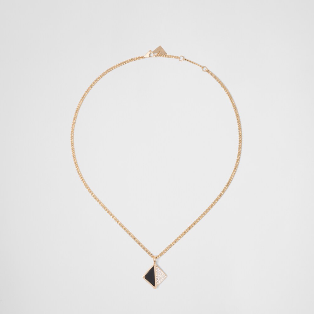Prada Eternal Gold pendant necklace in yellow gold with diamonds and onyx 1