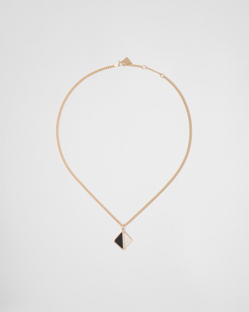 Prada Eternal Gold pendant necklace in yellow gold with diamonds and onyx 1