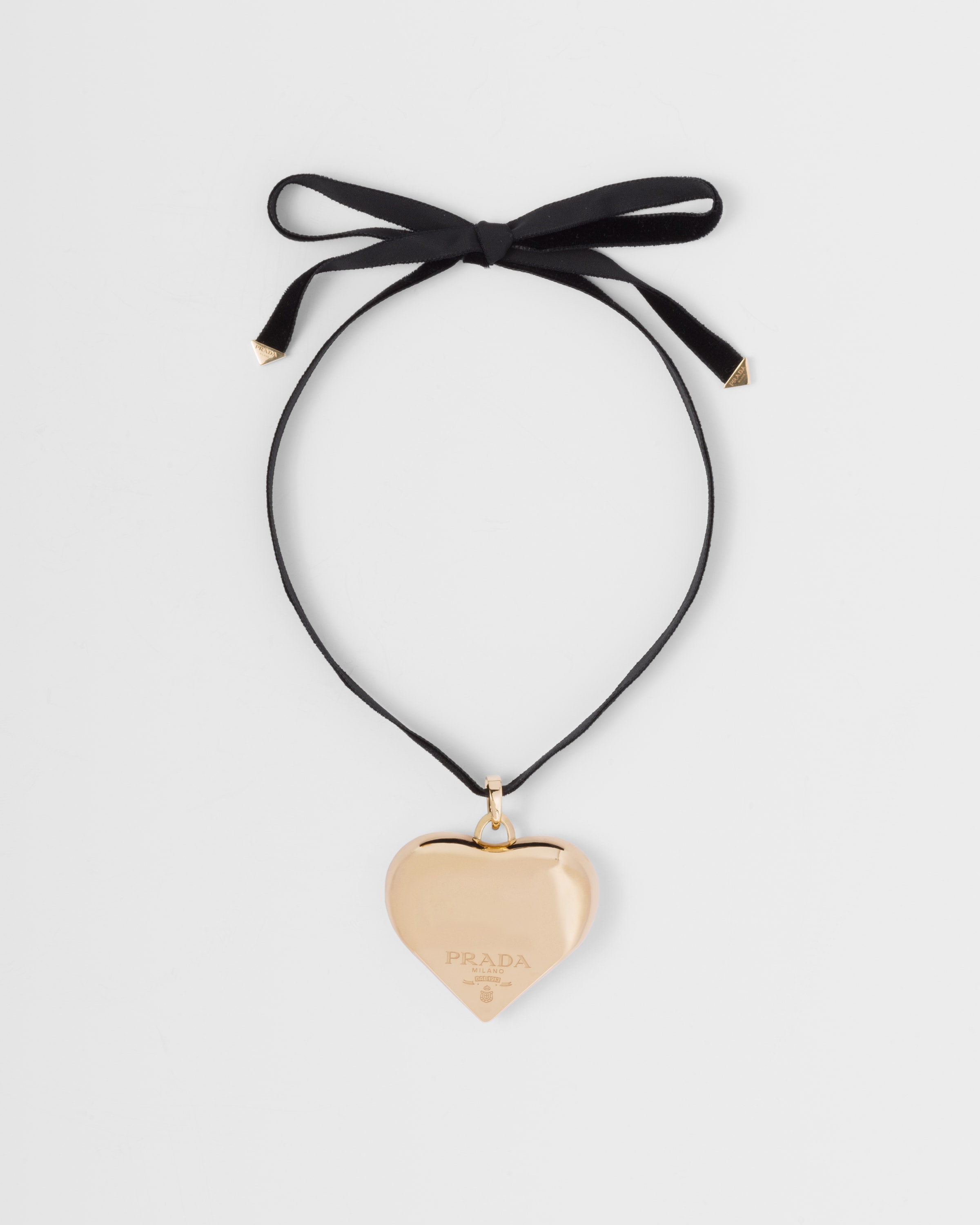 Prada Triangle Necklace Black & Gold - Lueur