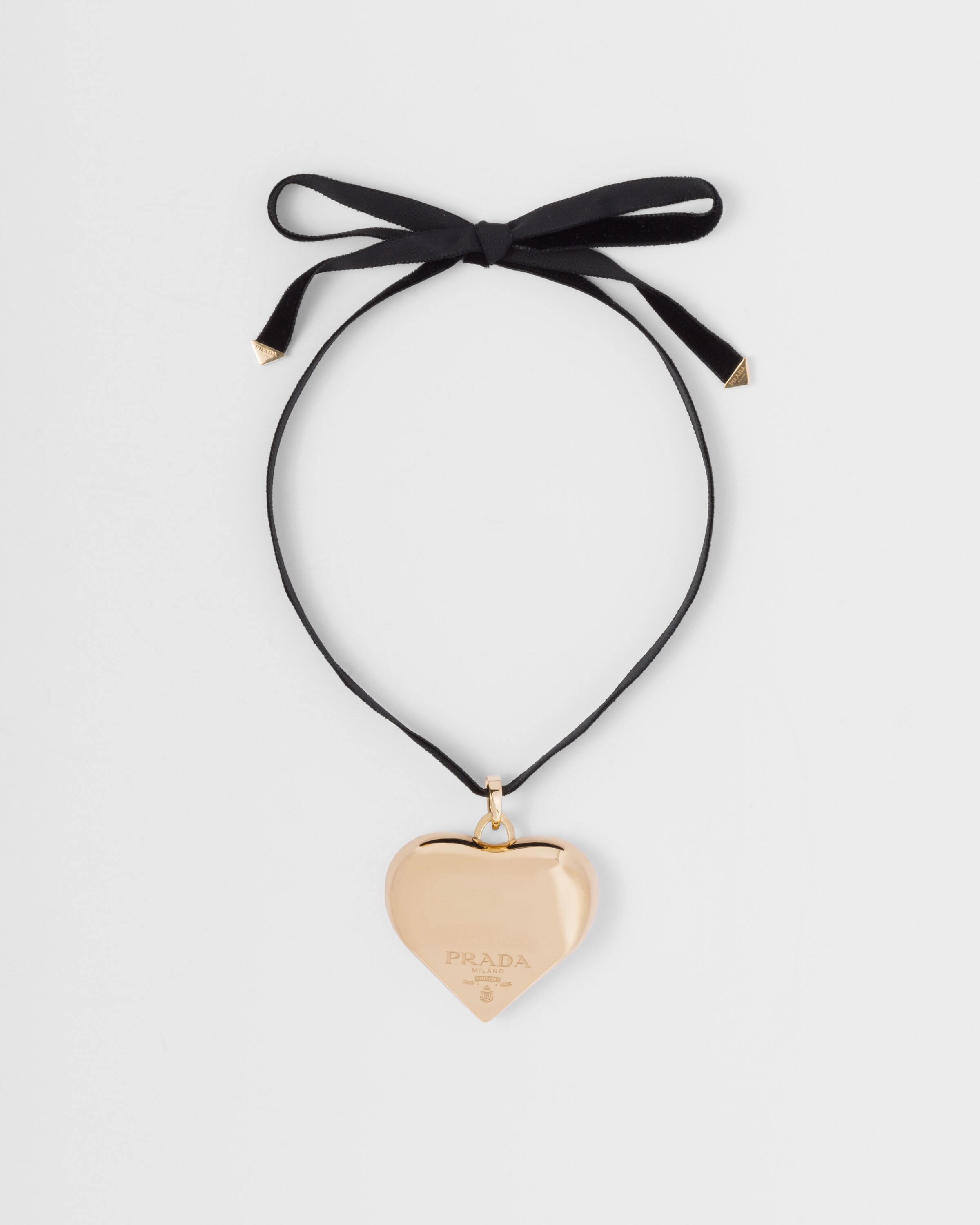 Prada Eternal Gold Choker With Large Pendant In Yellow Gold In Black