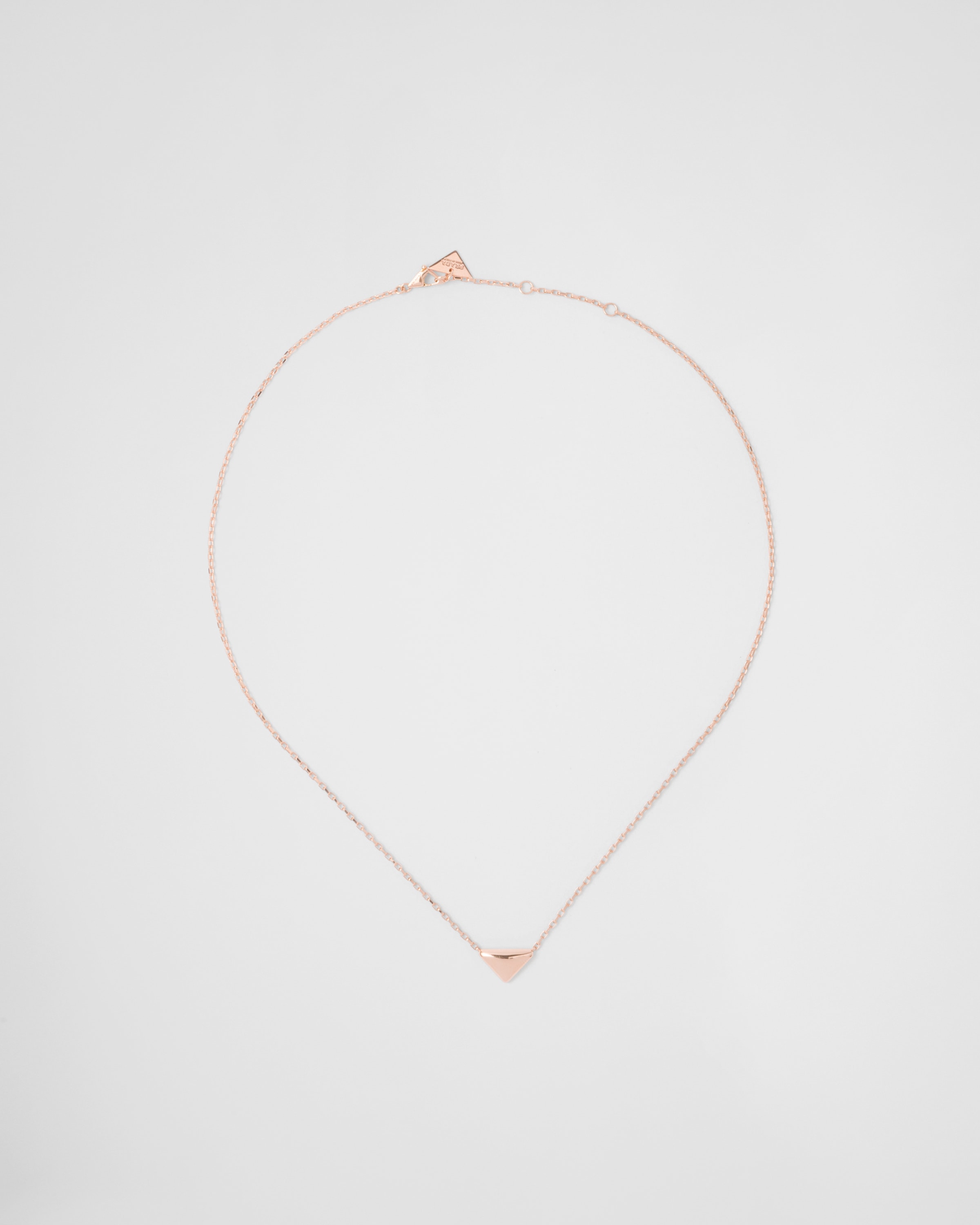 Prada Eternal Gold Necklace In Pink Gold With Nano Triangle Pendant In Rose Gold