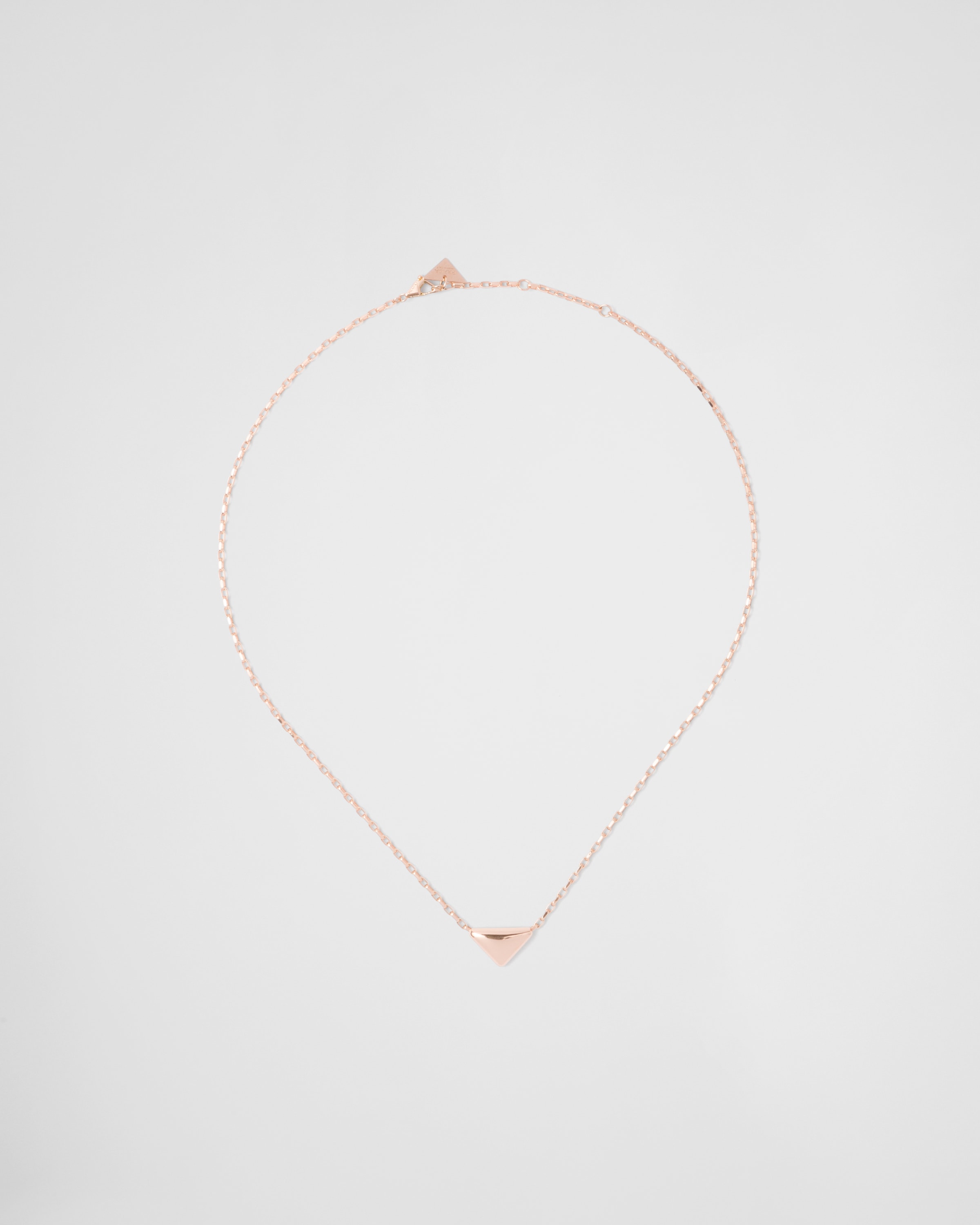 Prada Eternal Gold Necklace In Pink Gold With Mini Triangle Pendant In Rose Gold