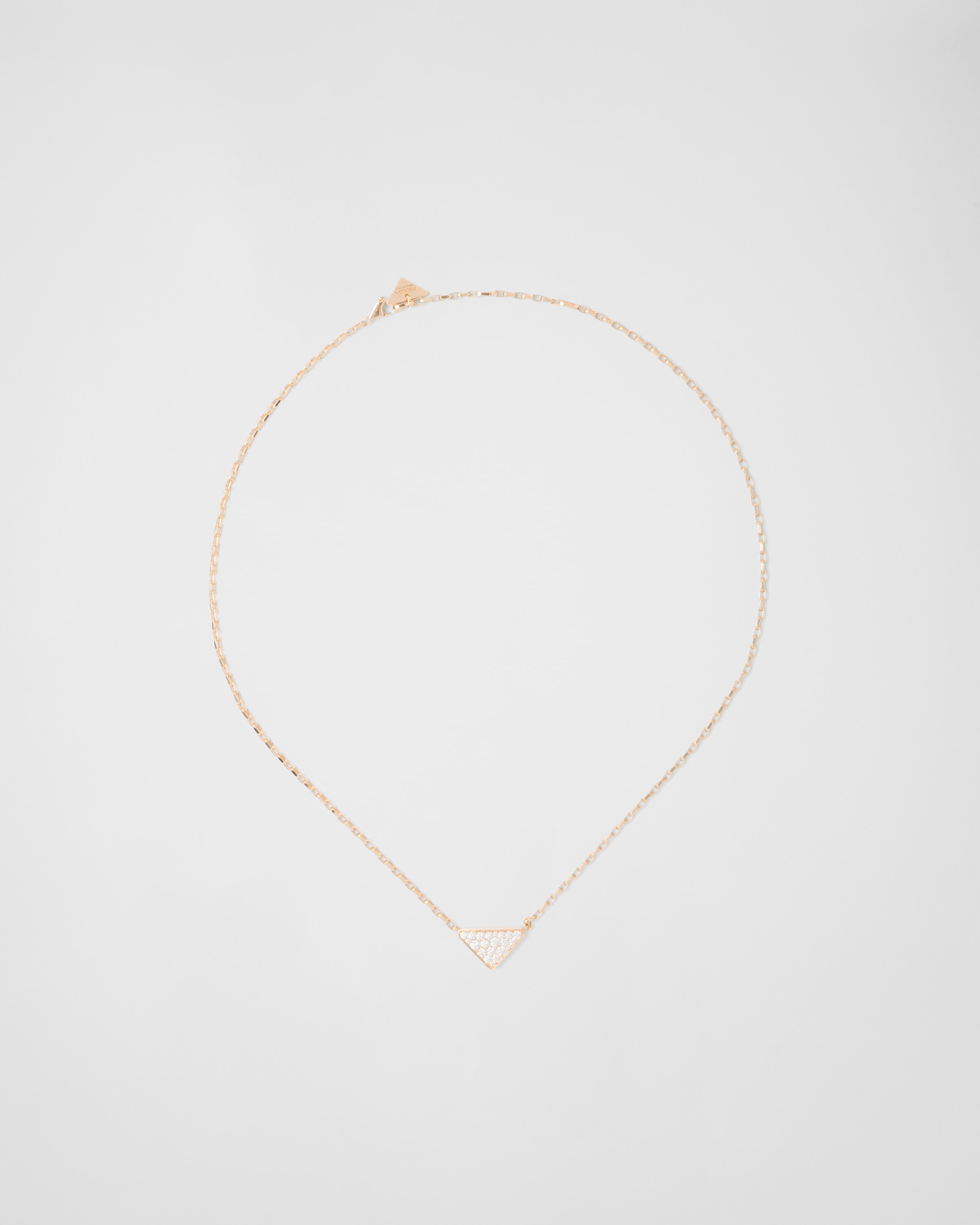 Prada Eternal Gold Eternal Mini Triangle Pendant Necklace In Yellow Gold And Diamonds In Gold/white