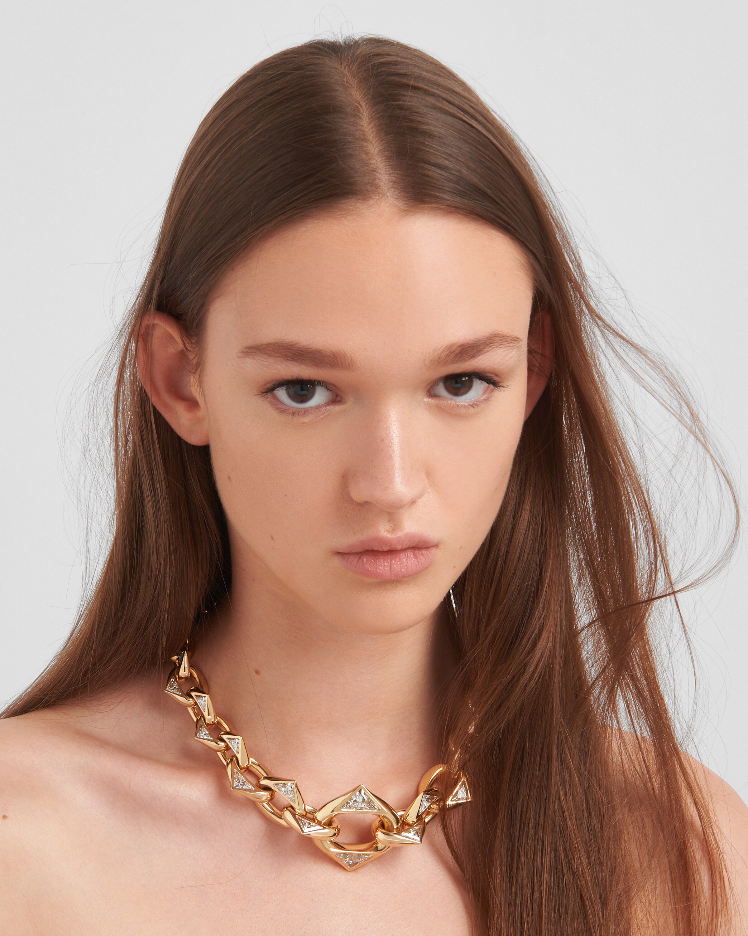 Shop Prada Eternal Gold Chain Necklace In Yellow Gold And Laboratory-grown Diamonds In Gold/white