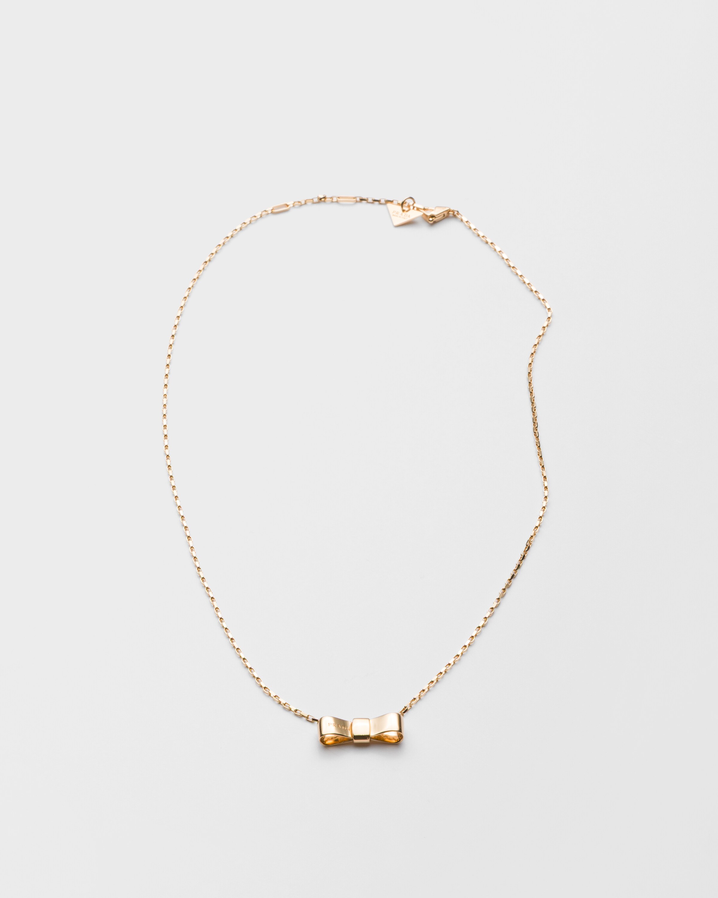 Prada Eternal Gold Bow Pendant Necklace - Yellow Gold, Woman, Gold