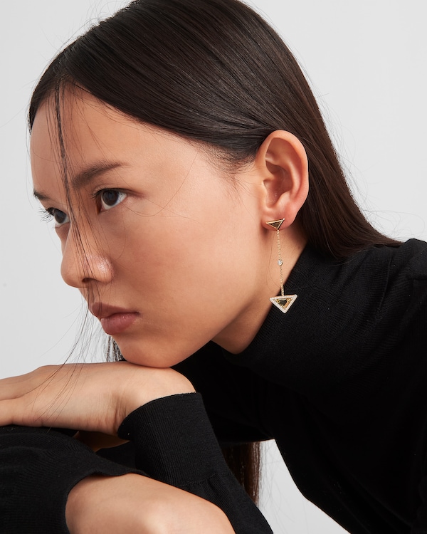 Eternal Gold drop earrings in yellow gold with diamonds and green quartz - Gold/Green Quartz Eternal Gold drop earrings in yellow gold with diamonds and green quartz - Gold/Green Quartz