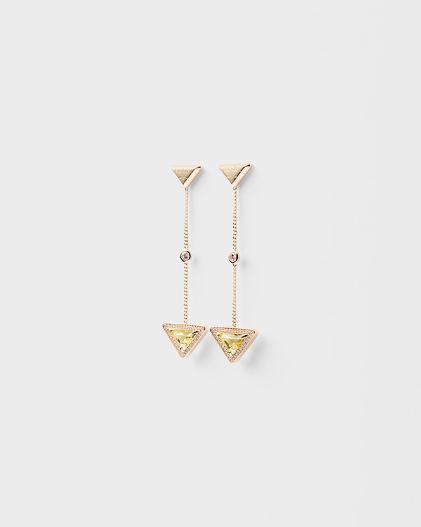 Eternal Gold drop earrings in yellow gold with diamonds and green quartz - Gold/Green Quartz Eternal Gold drop earrings in yellow gold with diamonds and green quartz - Gold/Green Quartz