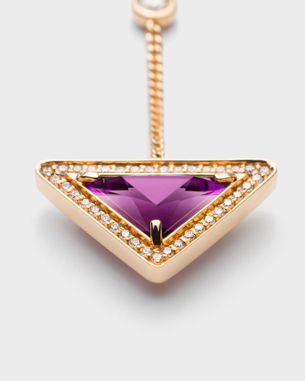 Eternal Gold drop earrings in yellow gold with diamonds and amethyst Eternal Gold drop earrings in yellow gold with diamonds and amethyst