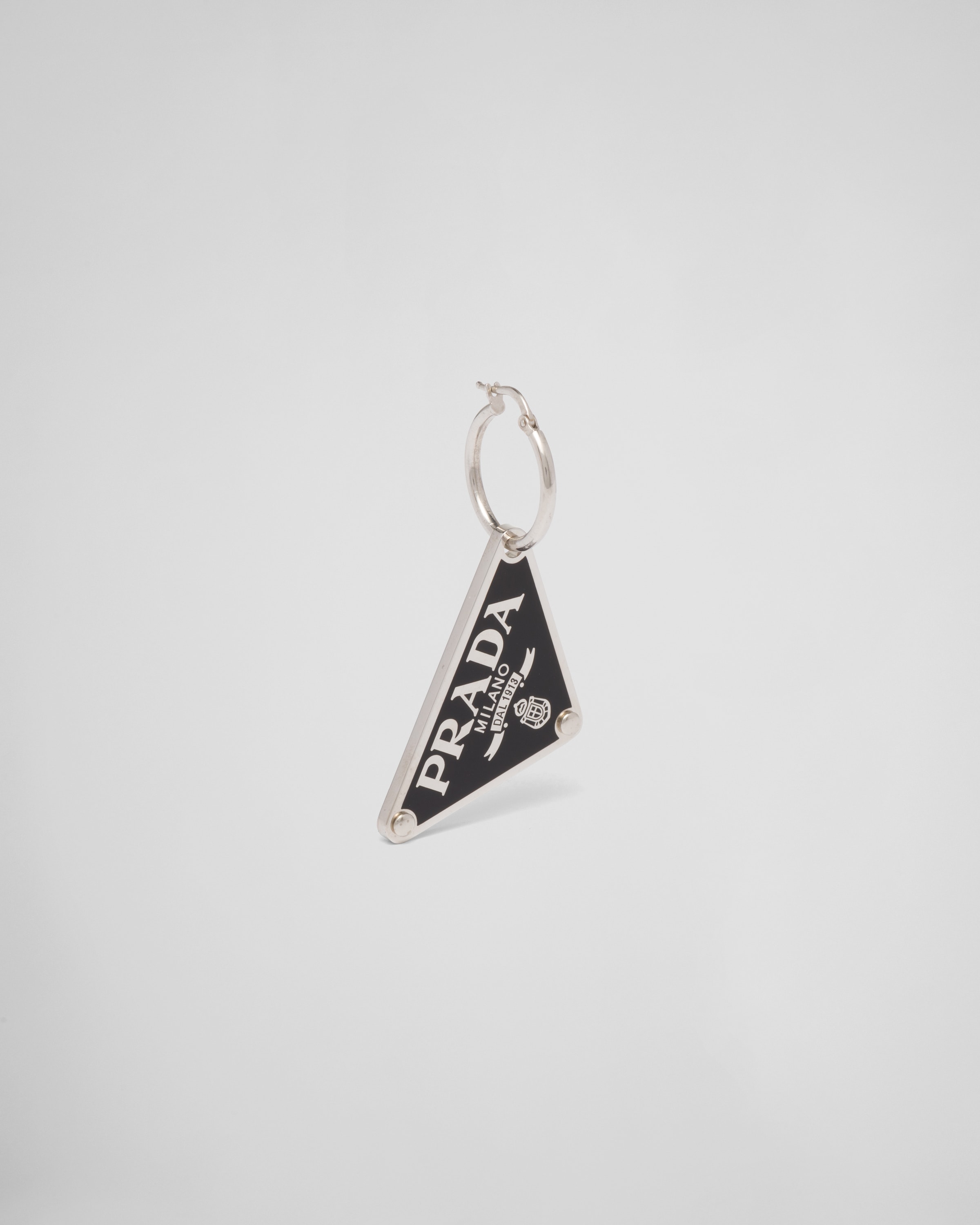 Black Prada Symbole Pendant Left Earring PRADA