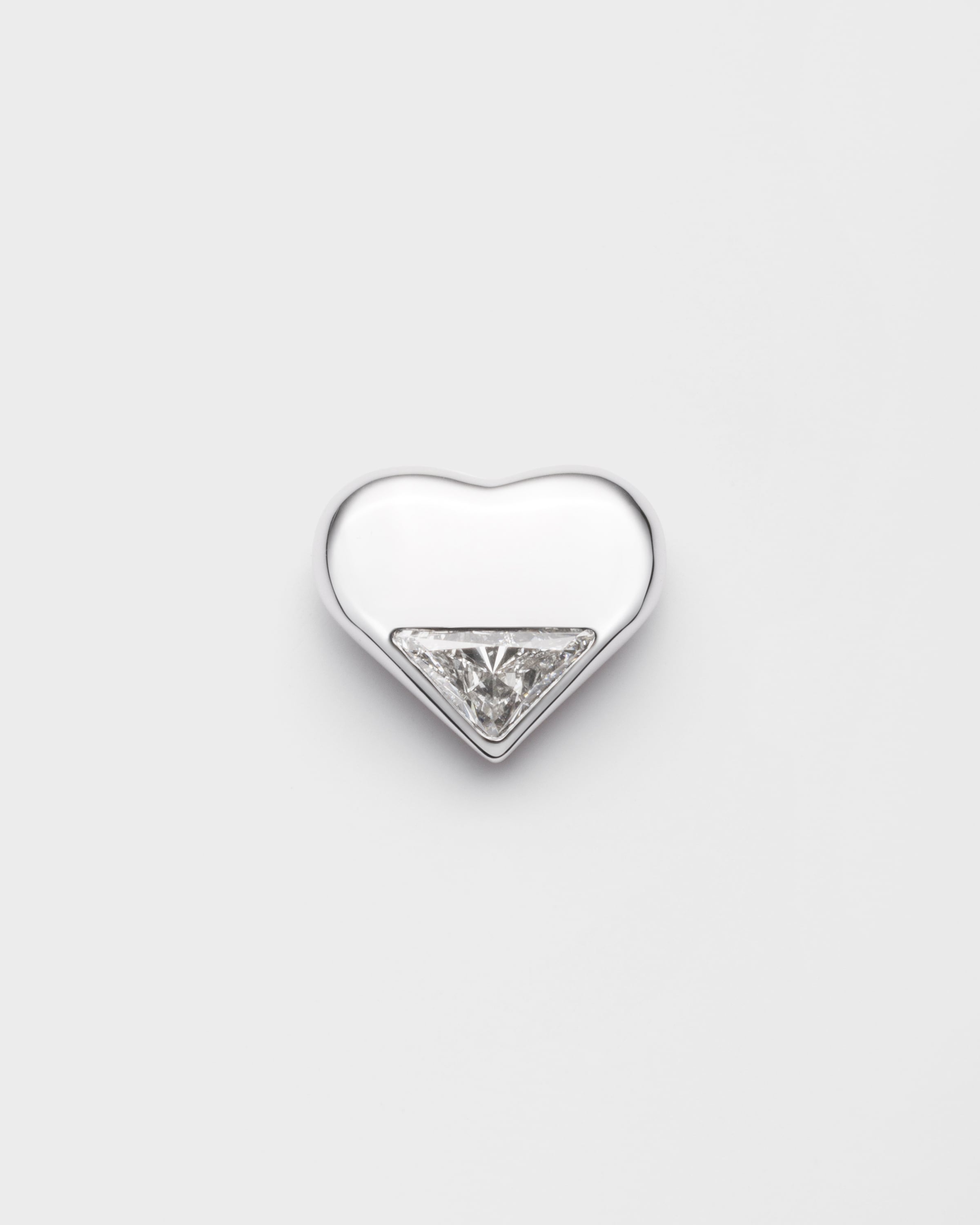 Prada Pendiente Individual Eternal Gold Nano Heart De Oro Blanco Con Un Diamante Creado En Laboratorio, Mujer, White Gold/ White