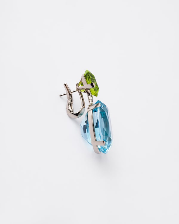 Pendientes largos Couleur Vivante - oro blanco con aguamarina y peridoto - Oro/Aqua/Peridoto Pendientes largos Couleur Vivante - oro blanco con aguamarina y peridoto - Oro/Aqua/Peridoto