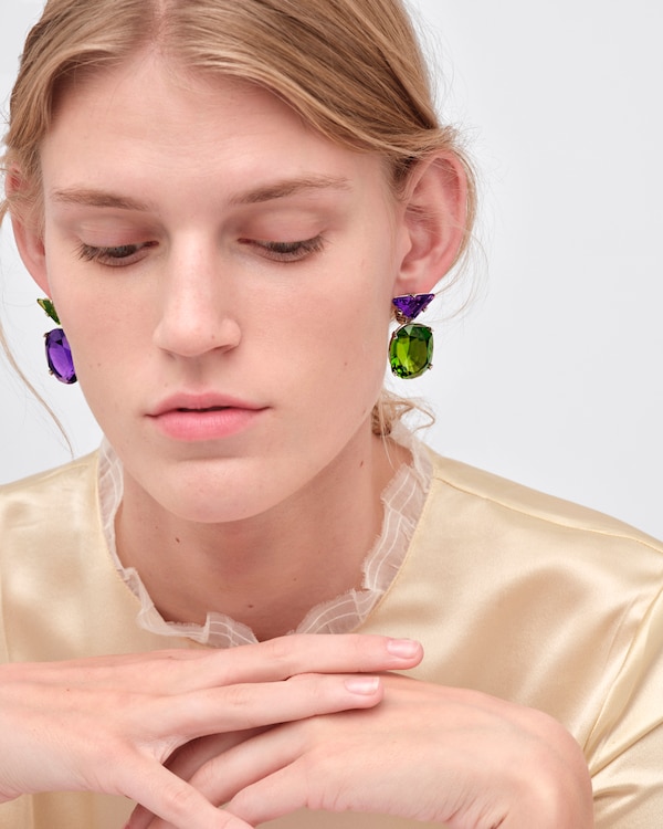 Couleur Vivante pendant earrings - white gold with peridot and amethyst - Gold/Peridot/Amethyst Couleur Vivante pendant earrings - white gold with peridot and amethyst - Gold/Peridot/Amethyst