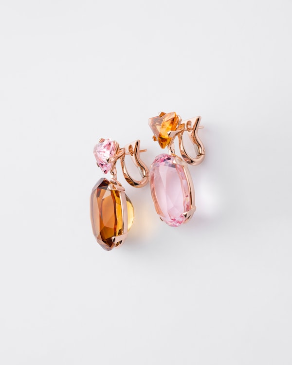 Pendientes largos Couleur Vivante - oro rosa con morganita y citrina - Oro/morganita/citrino Pendientes largos Couleur Vivante - oro rosa con morganita y citrina - Oro/morganita/citrino
