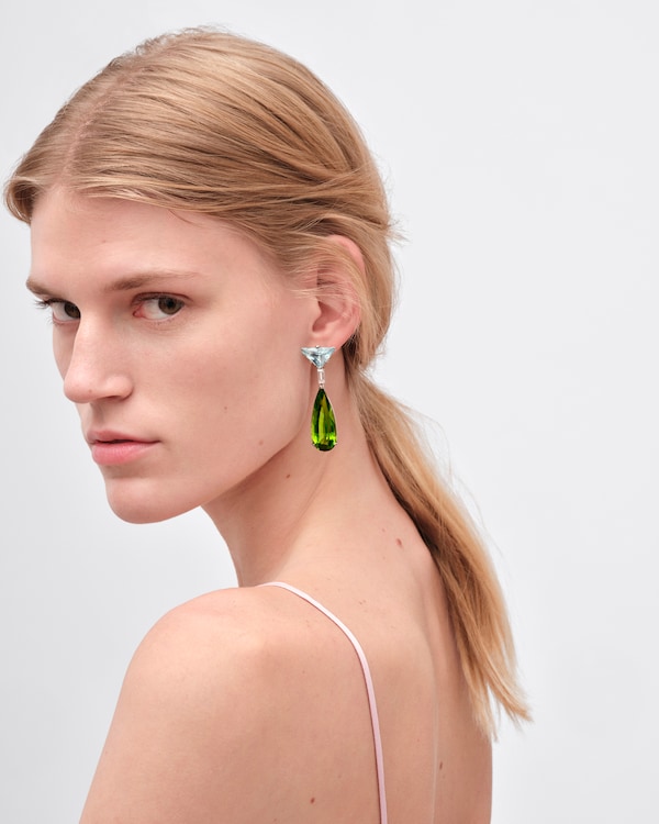 Pendientes largos Couleur Vivante - oro blanco con aguamarina, peridoto y diamantes - Oro/Aqua/Blanco/Peridoto Pendientes largos Couleur Vivante - oro blanco con aguamarina, peridoto y diamantes - Oro/Aqua/Blanco/Peridoto