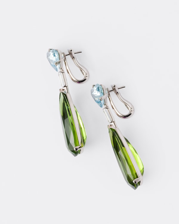 Pendientes largos Couleur Vivante - oro blanco con aguamarina, peridoto y diamantes - Oro/Aqua/Blanco/Peridoto Pendientes largos Couleur Vivante - oro blanco con aguamarina, peridoto y diamantes - Oro/Aqua/Blanco/Peridoto