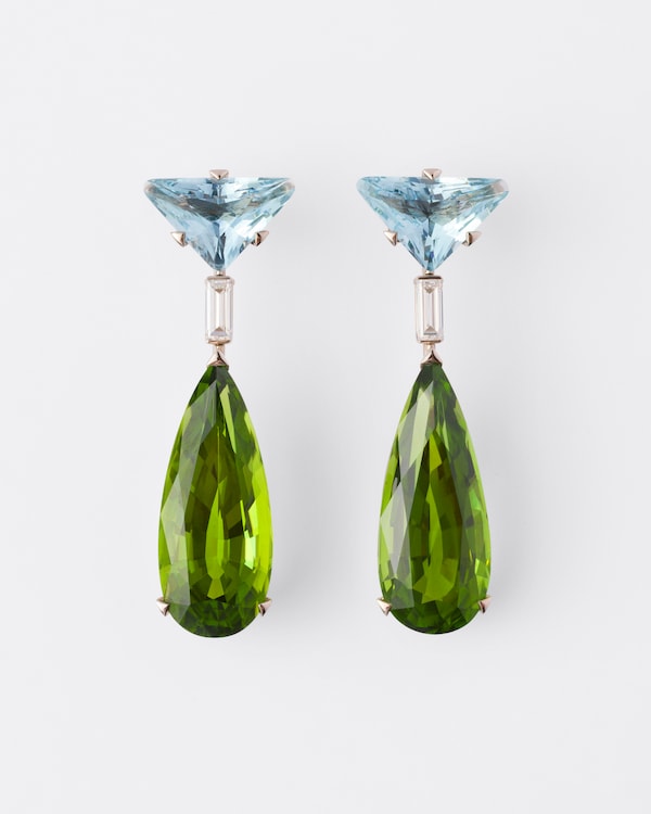 Pendientes largos Couleur Vivante - oro blanco con aguamarina, peridoto y diamantes - Oro/Aqua/Blanco/Peridoto Pendientes largos Couleur Vivante - oro blanco con aguamarina, peridoto y diamantes - Oro/Aqua/Blanco/Peridoto