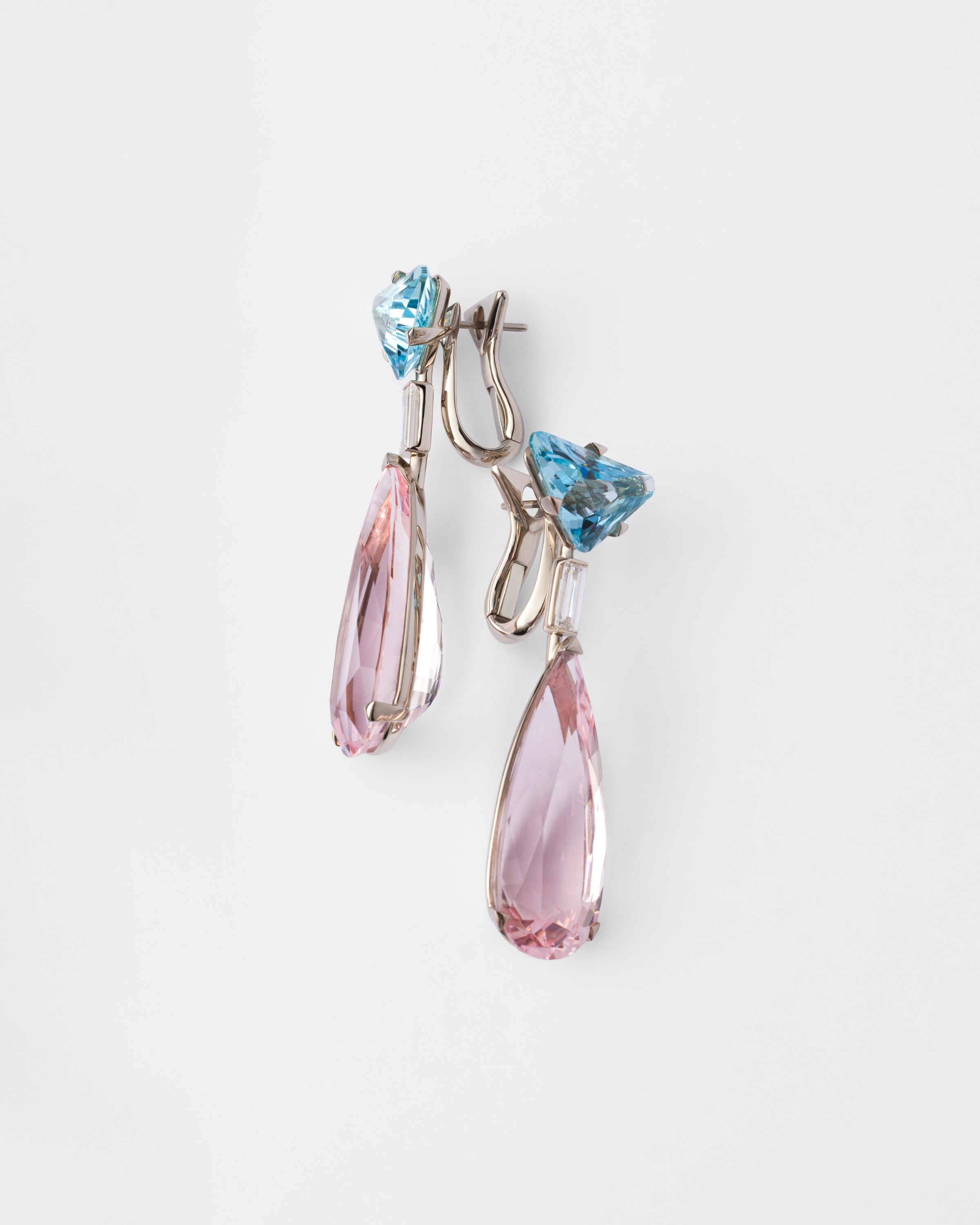 Gold/aquamarine/white/morganite Couleur Vivante Pendant Earrings - White  Gold With Aquamarine, Morganites And Diamonds | PRADA
