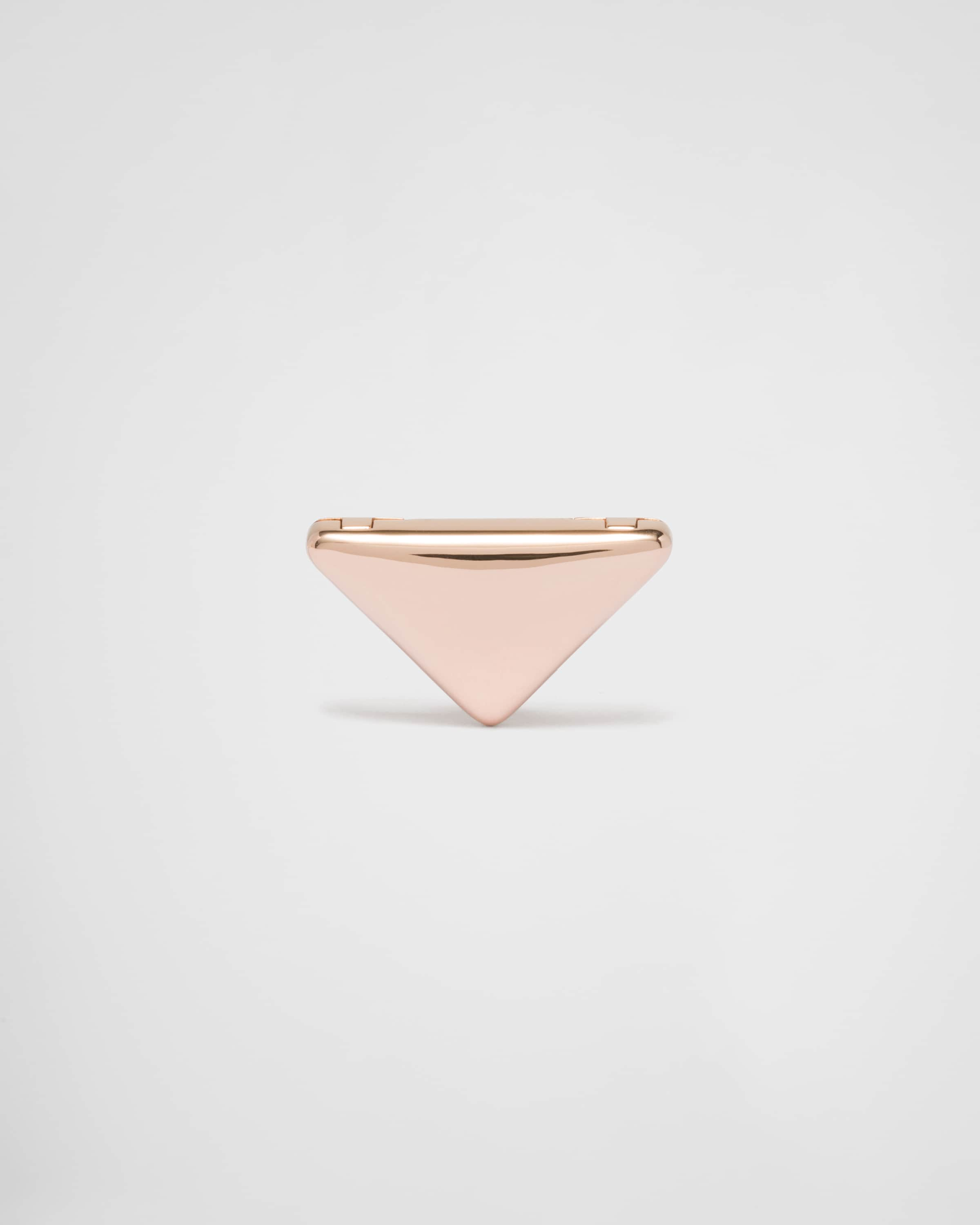 Prada Eternal Gold Small Triangle Brooch In Pink Gold In Rose Gold