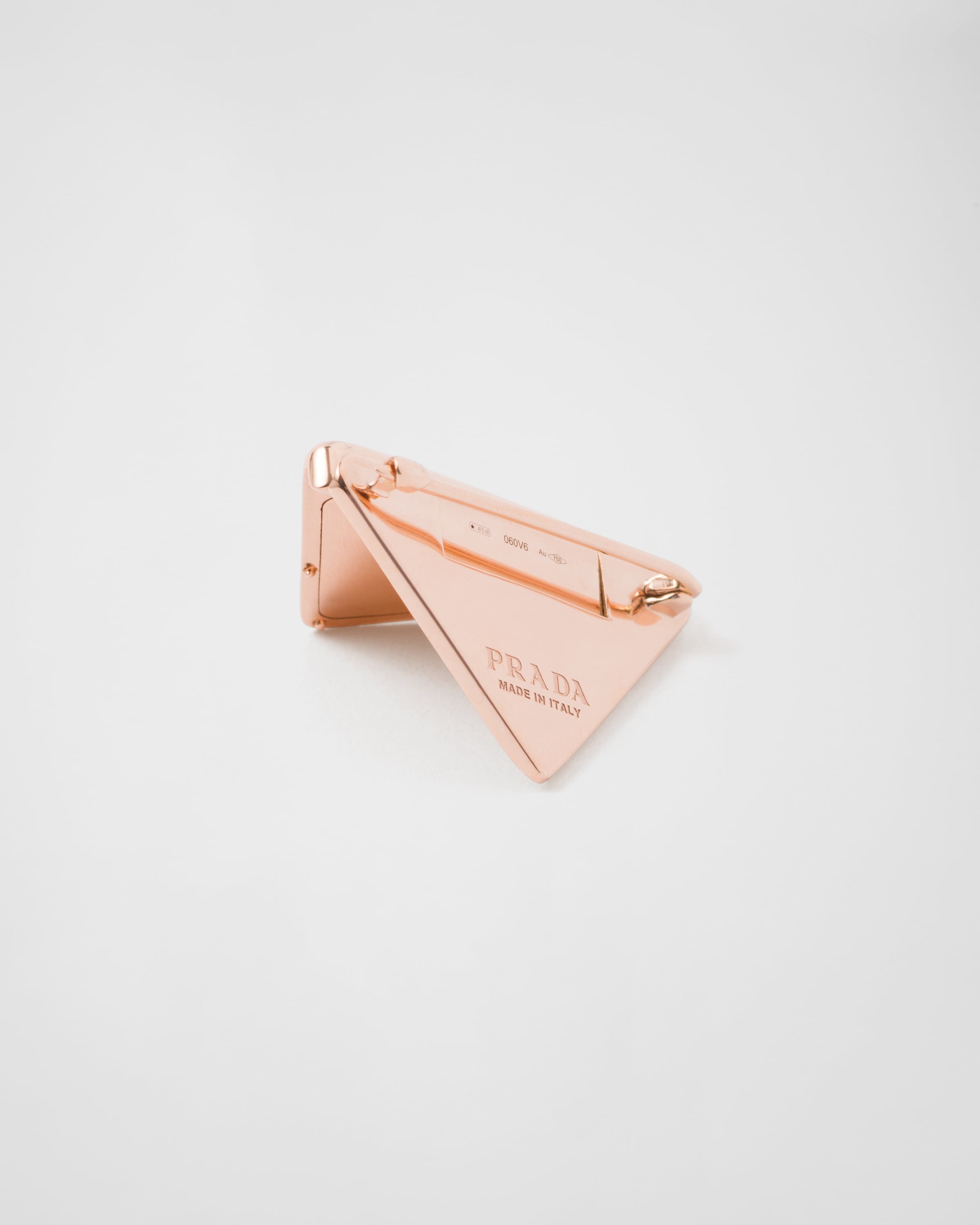 Shop Prada Eternal Gold Small Triangle Brooch In Pink Gold In Rose Gold