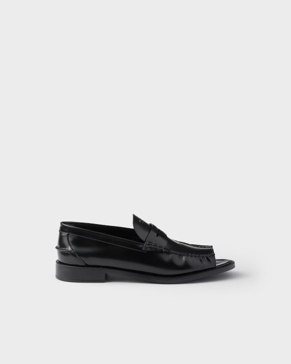 Brushed leather peep-toe loafers Brushed leather peep-toe loafers