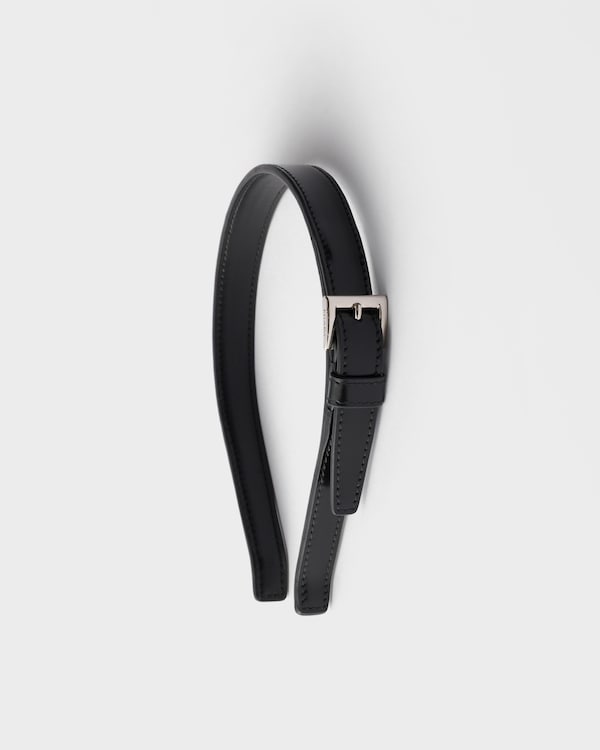 Brushed leather headband - Black Brushed leather headband - Black