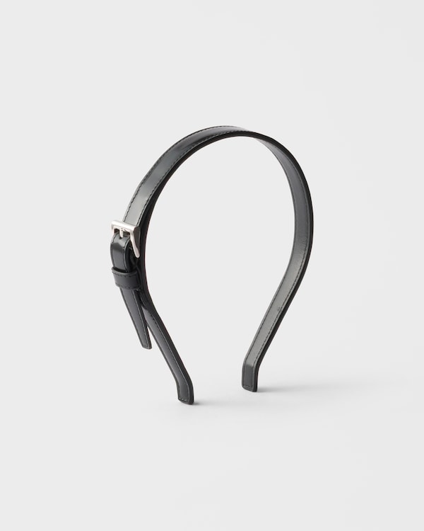 Brushed leather headband - Black Brushed leather headband - Black