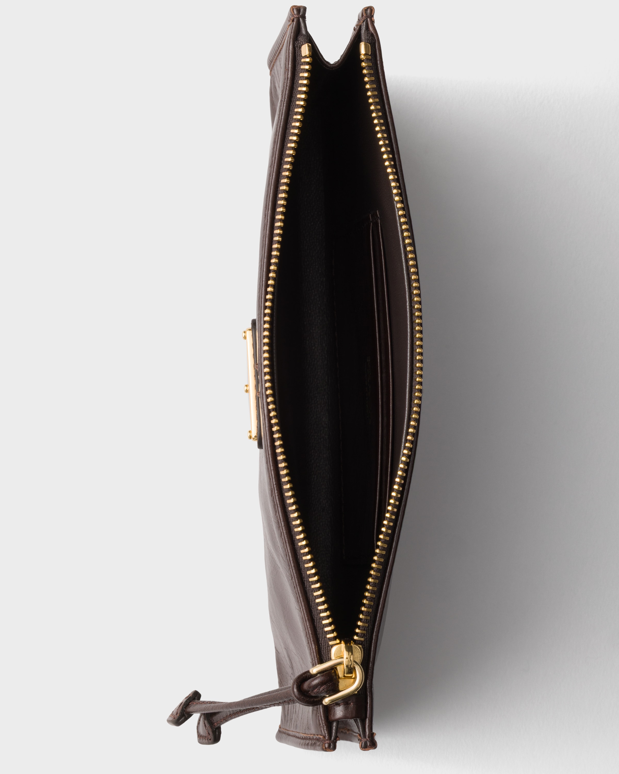 Dark Brown Leather Pouch | PRADA - United States