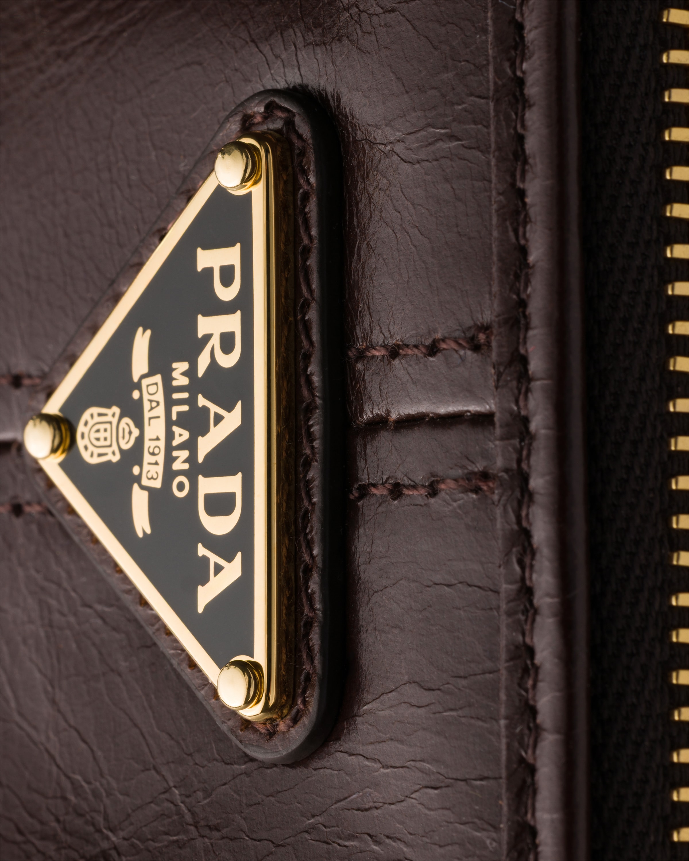 Dark Brown Leather Pouch | PRADA - United States