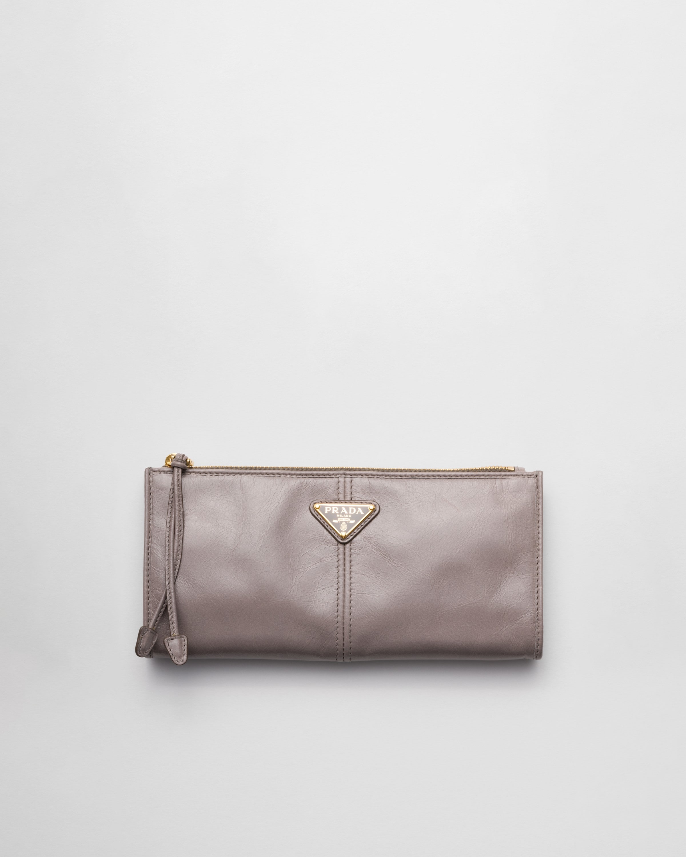 Dark Grey Leather Pouch PRADA