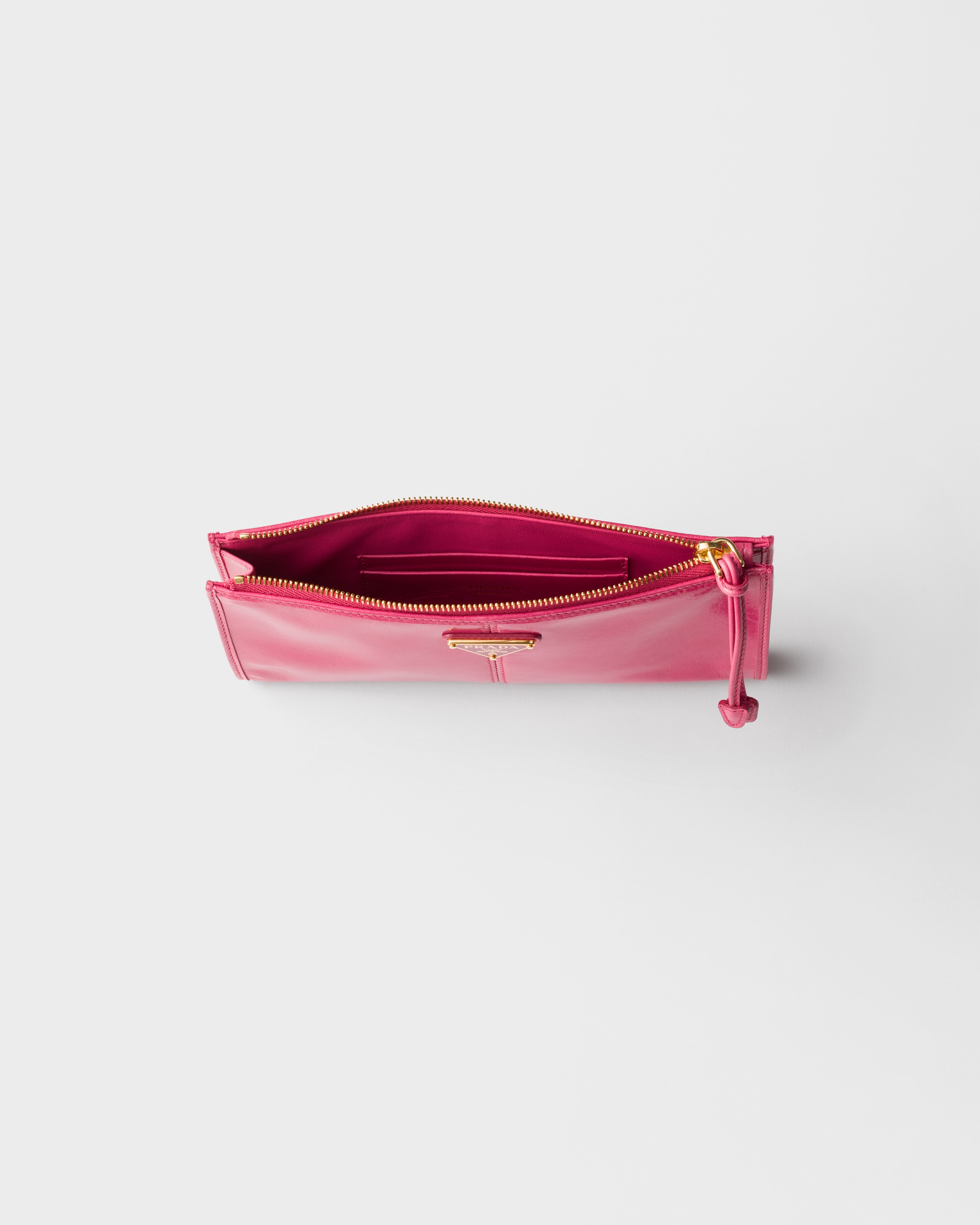 Peony Pink Leather Pouch | PRADA - United States