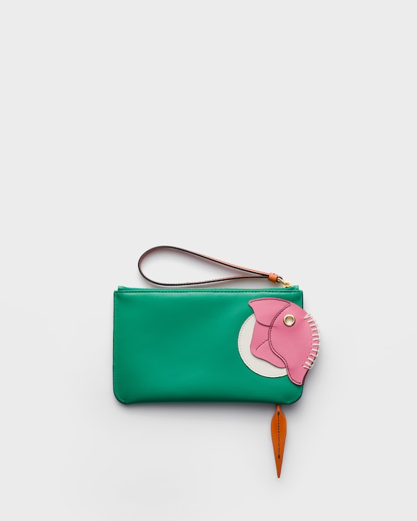 Leather zipper pouch - Begonia/Mango Leather zipper pouch - Begonia/Mango